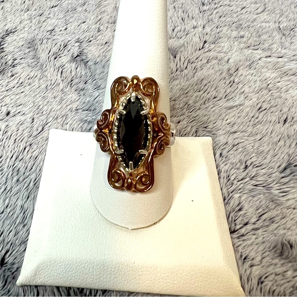 Vintage Carolyn Pollack Sterling with Copper Onyx Ring Size 10